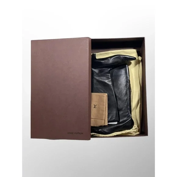 Louis Vuitton Boots Womens 7.5 Black Leather Designer Luxury Ankle Boots - Picture 5 of 16